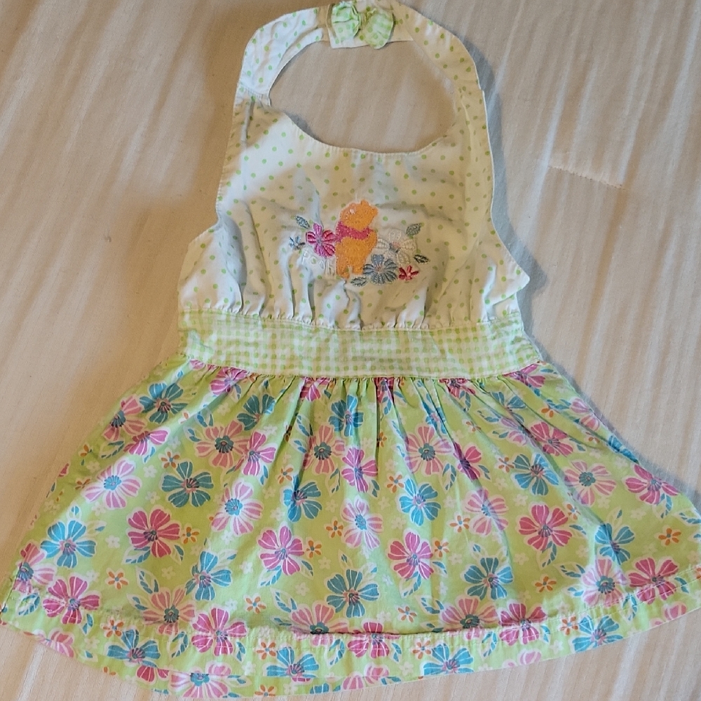 Vtg 90's Pooh Bear Halter Baby Dress/Top Sz 18 Month